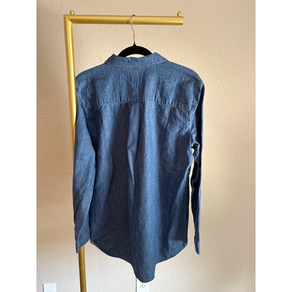Coldwater Creek Womens Denim Embroidered Fall Shirt Size M Pumpkin Halloween - Picture 4 of 6